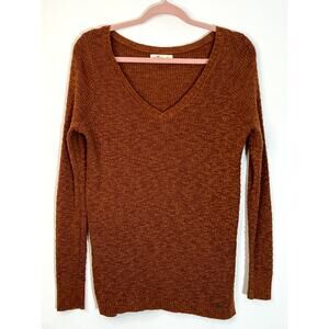 Hollister Burnt Orange V-neck Long Sleeve Boho Sweater Size L